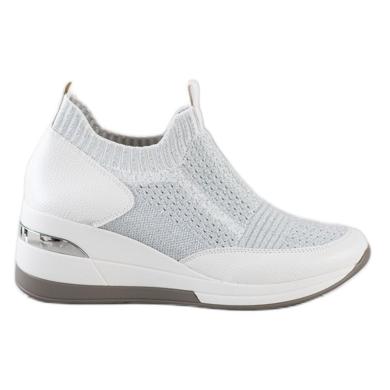 ARTIKER Tênis cunha deslizante branco prata cinza
