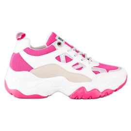 SHELOVET Tênis da moda com cordões bege branco rosa prata SHELOVET Tênis da moda com cordões bege branco rosa prata