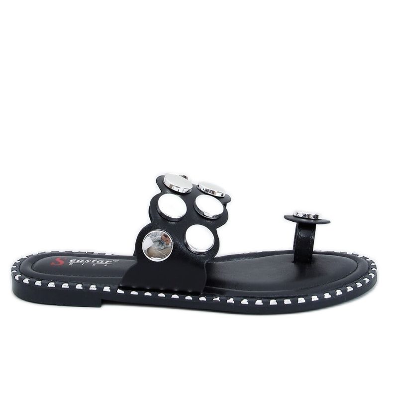 Chinelos pretos SK78P pretos prata