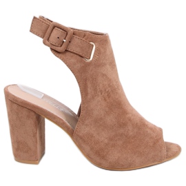 Sandálias de salto alto camel 100-1001 SA-2 Camel marrom multicolorido