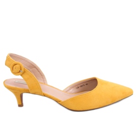 Bombas em um mel de salto baixo 1JB-19075 Amarelo