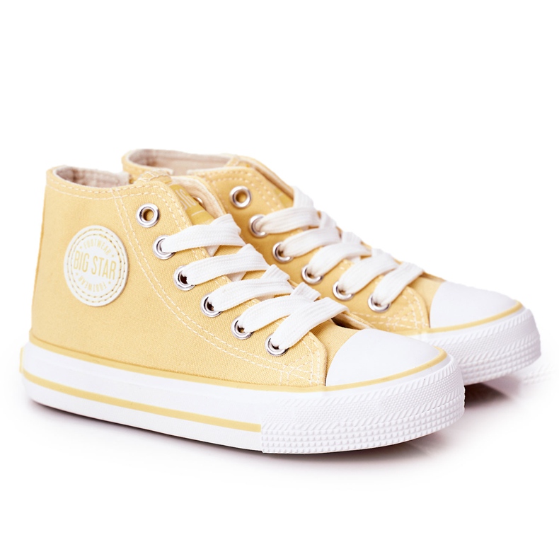 Tênis alto infantil com zíper Big Star HH374138 amarelo
