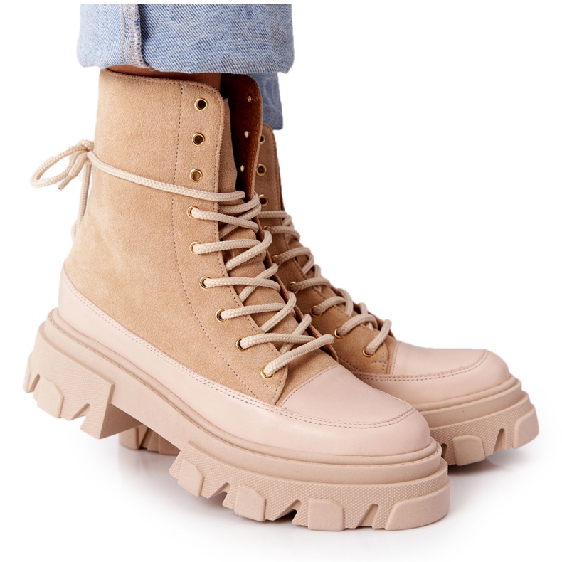 Lewski Shoes Botas de camurça de trabalho Sapatos Lewski 3007-0 Areia bege multicolorido