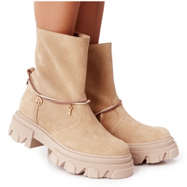 Lewski Shoes Botas de camurça de trabalho Sapatos Lewski 3006-0 Areia bege multicolorido