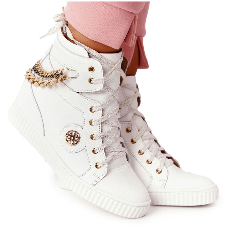 Lewski Shoes Sapatilhas de couro em cunha Lewski sapatos 3004-0 branco