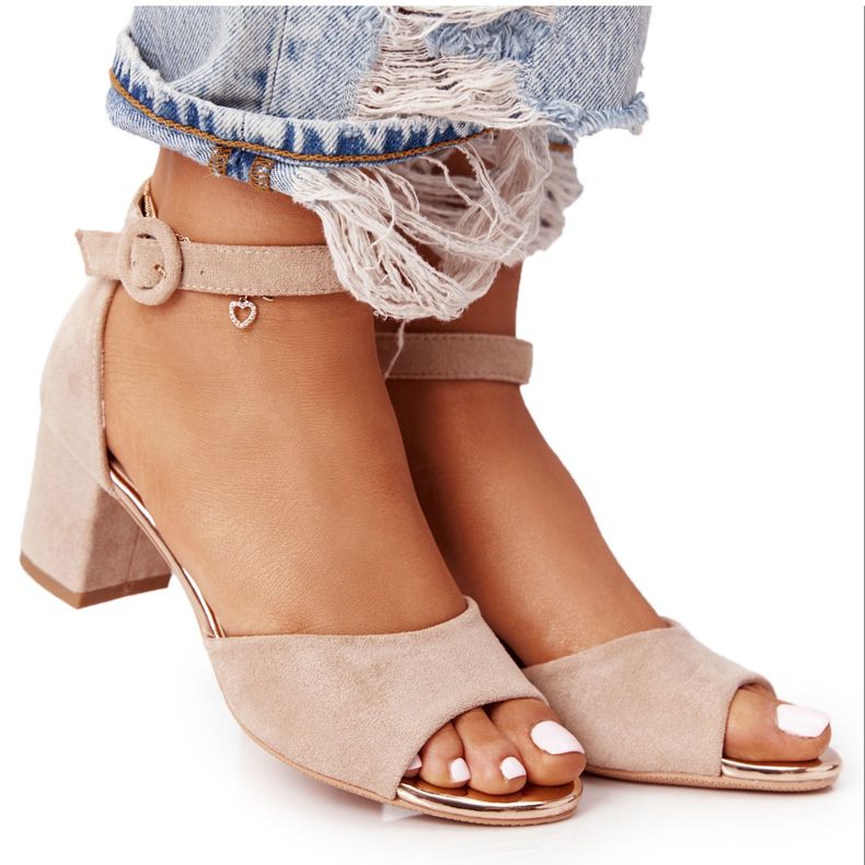 Sandálias de salto alto camurça Vinceza 21-20100 Bege