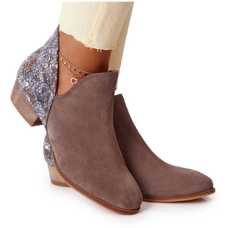 Botas de couro femininas Maciejka Dark Beige 04091-65 bege