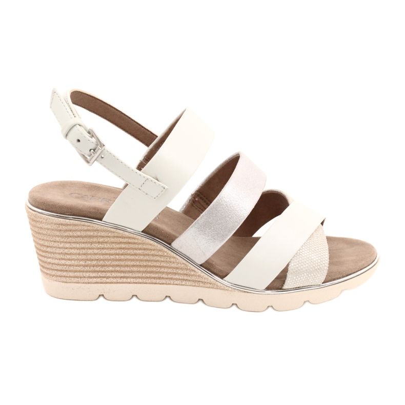 Sandálias de couro feminino Caprice de prata 9-28708-26