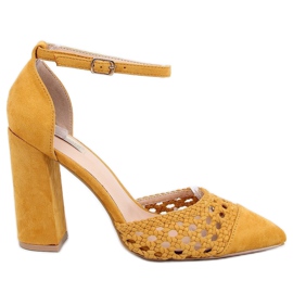 Bombas de saltos expostos mel 1JB-19228 Amarelo Bombas de saltos expostos mel 1JB-19228 Amarelo