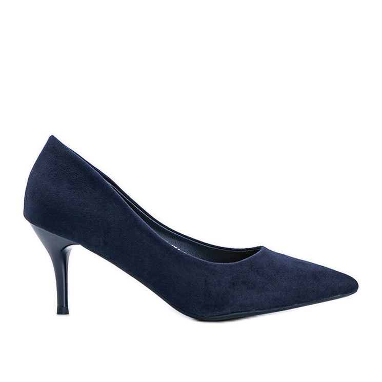 Sapatos azul marinho com salto agulha feitos de camurça ecológica Anissa