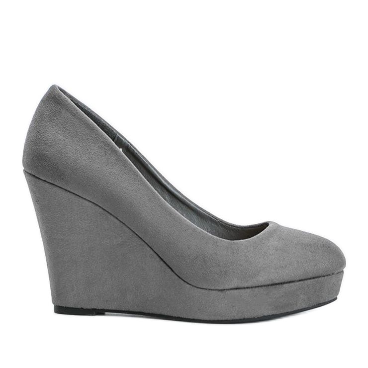 BM Sapatos de camurça ecológica cinza na cunha Karilla