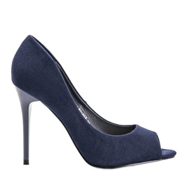 Sapatos azul marinho em salto agulha Janessa azul-marinho