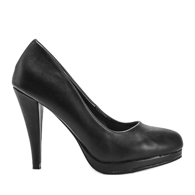 Sapatos de couro preto ecológico na plataforma Liana