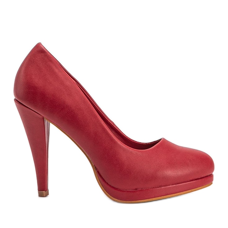 Bombas de couro ecológico vermelho na plataforma Liana