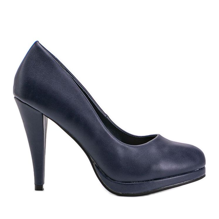 Bombas de couro ecológico azul marinho na plataforma Liana