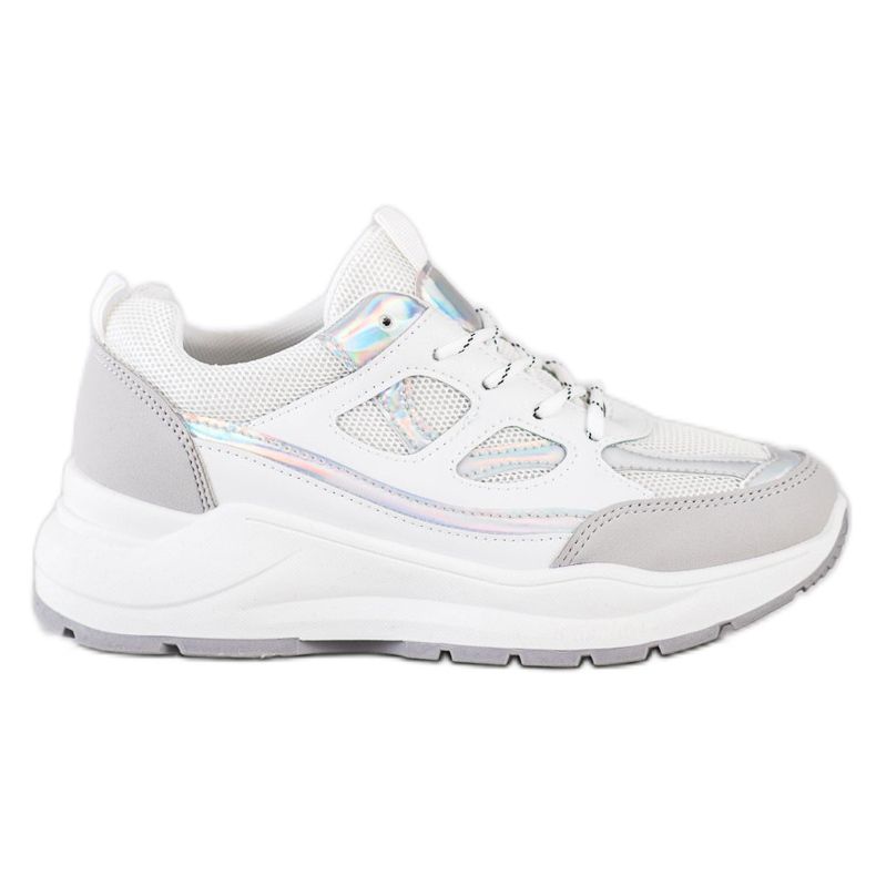 SHELOVET Tênis estilosos branco prata cinza