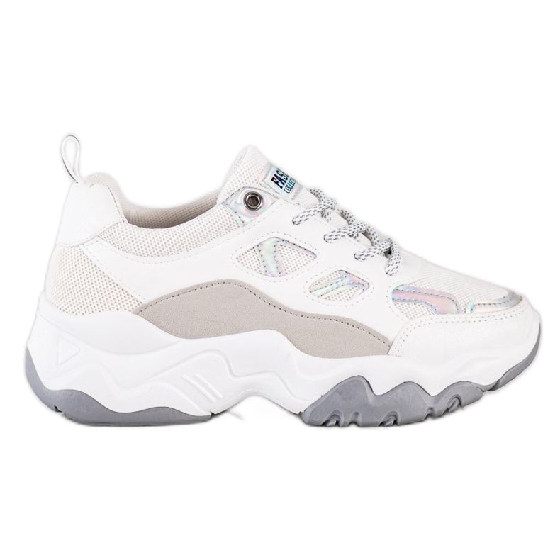 SHELOVET Tênis da moda com cordões branco cinza