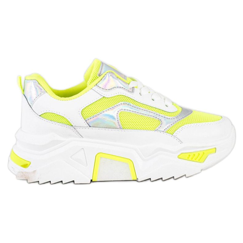 SHELOVET Tênis na plataforma com malha branco multicolorido verde