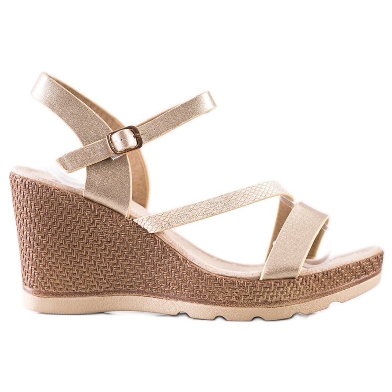 Sabatina Sandálias Douradas em Cunha dourado