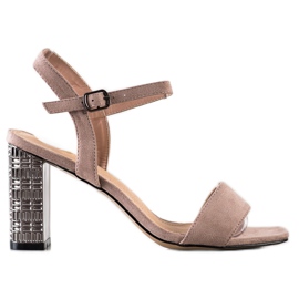 S. BARSKI Sandálias Kalsic com salto decorativo bege