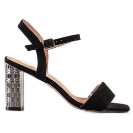 S. BARSKI Sandálias Clássicas Com Salto Decorativo S.BARSKI preto prata