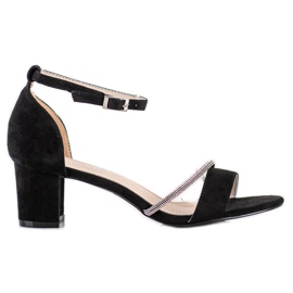 Goodin Sandálias Elegantes Com Zircônia Cúbica preto prata Goodin Sandálias Elegantes Com Zircônia Cúbica preto prata