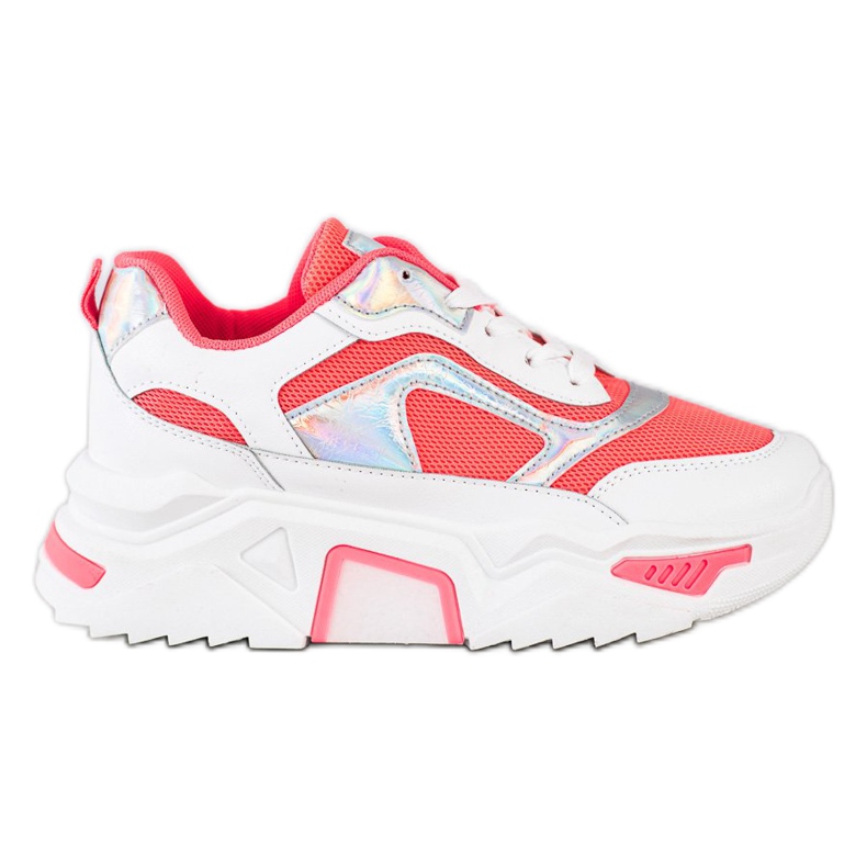 SHELOVET Tênis na plataforma com malha branco vermelho