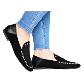 Bailarinas dos Lordes Negros Lu Boo feminino com strass Planta preto prata