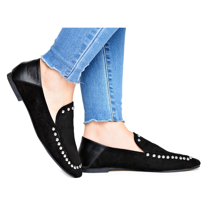 Bailarinas dos Lordes Negros Lu Boo feminino com strass Planta preto prata Bailarinas dos Lordes Negros Lu Boo feminino com strass Planta preto prata