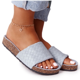 MSMG Chinelos de couro catalina azul com sola de cortiça