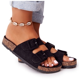 MSMG Chinelos pretos Jennifer de camurça com sola de cortiça MSMG Chinelos pretos Jennifer de camurça com sola de cortiça