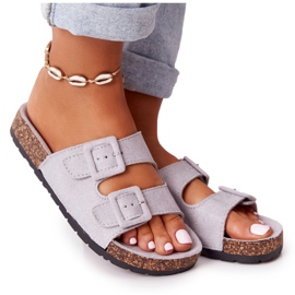 MSMG Chinelos de camurça cinza Jennifer com sola de cortiça