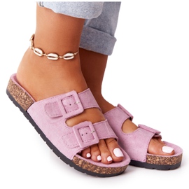 MSMG Chinelos de camurça em uma sola de cortiça violeta Jennifer tolet