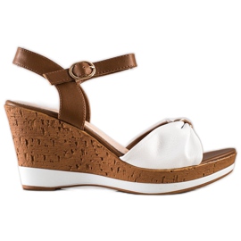 Sandálias elegantes em cunha Sergio Leone branco castanho