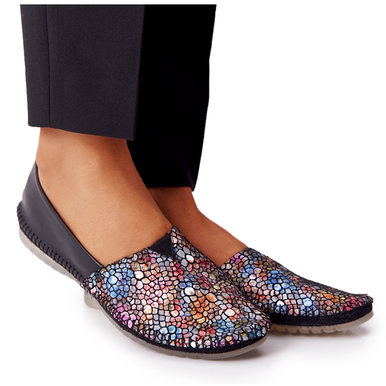 Couro Maciejka Feminino 01930-87 Bailarinas Negras preto multicolorido