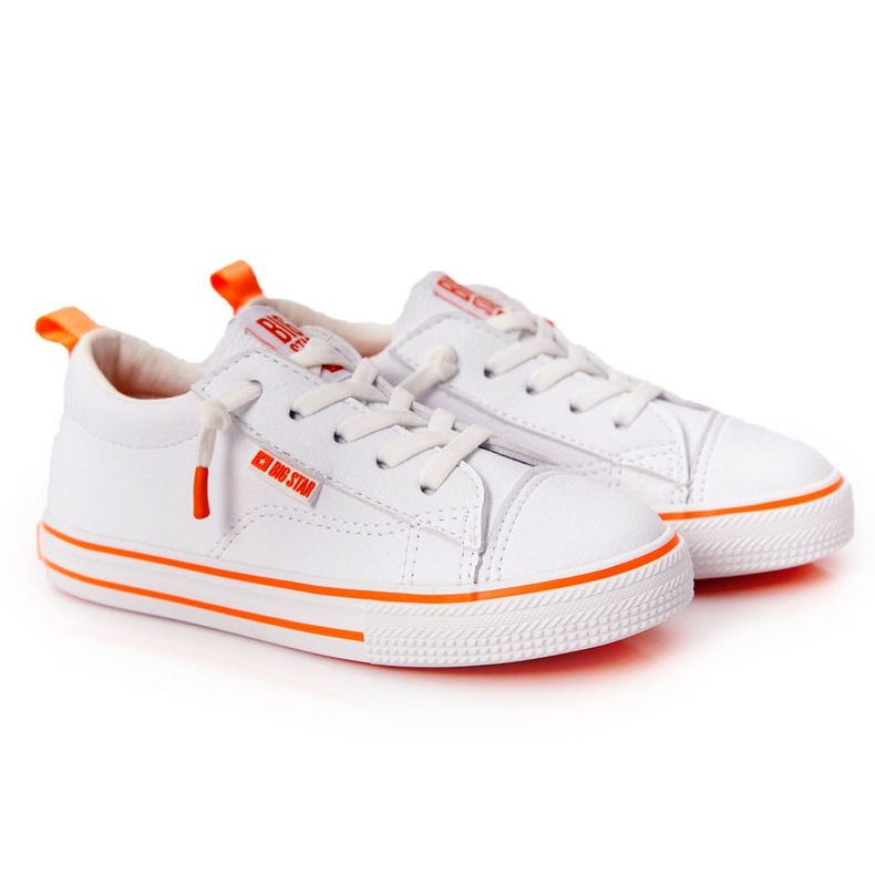 Tênis de couro ecológico infantil Big Star HH374036 Branco-laranja