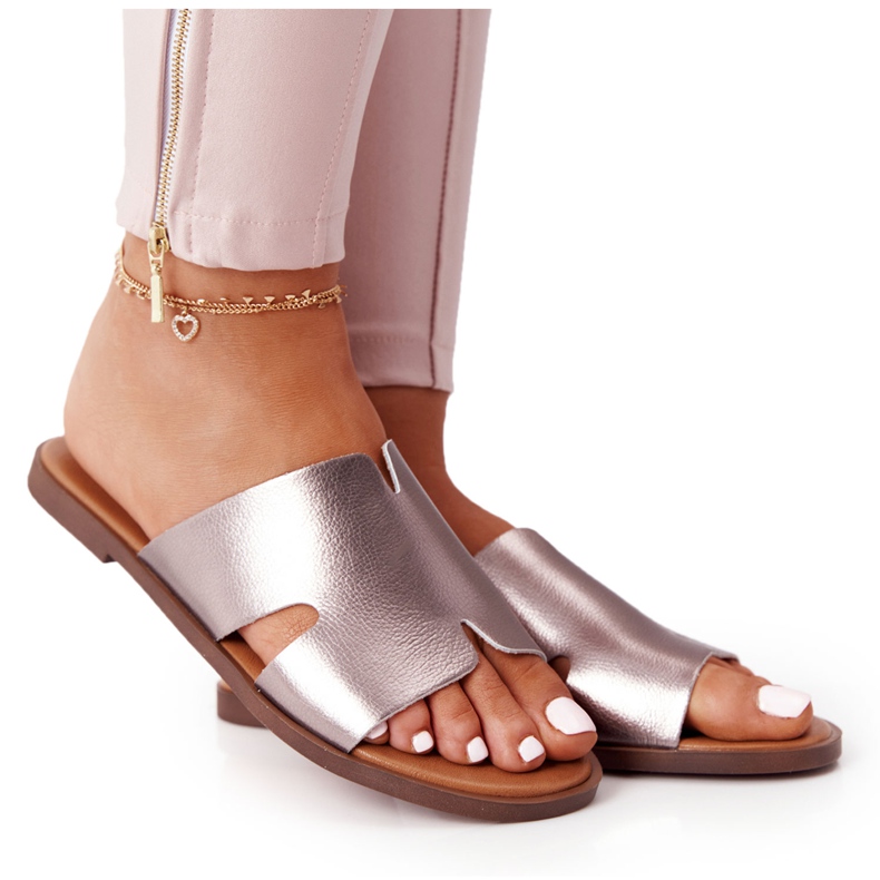 Chinelos de couro Sergio Leone Sk 063 prata