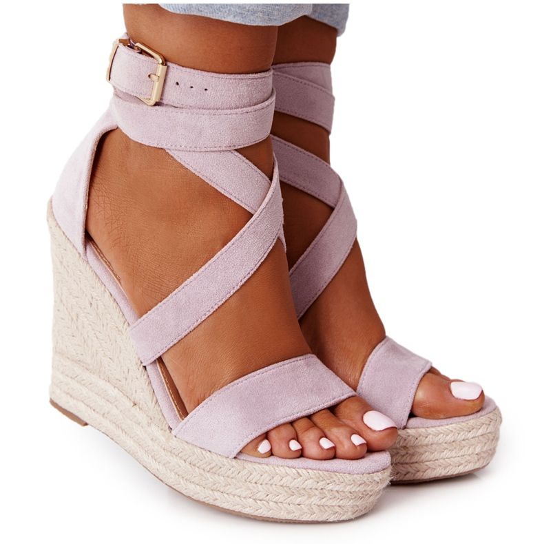 MSMG Sandálias de cunha com trança violeta Lanzarote tolet MSMG Sandálias de cunha com trança violeta Lanzarote tolet