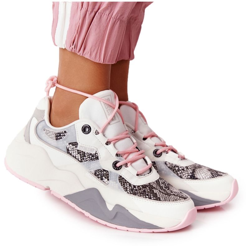 Sapatos esportivos femininos com espuma viscoelástica Big Star HH274326 branco rosa multicolorido Sapatos esportivos femininos com espuma viscoelástica Big Star HH274326 branco rosa multicolorido