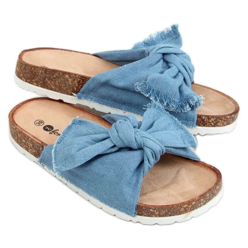 Chinelos de cortiça de algodão azul WS11 L.BLUE