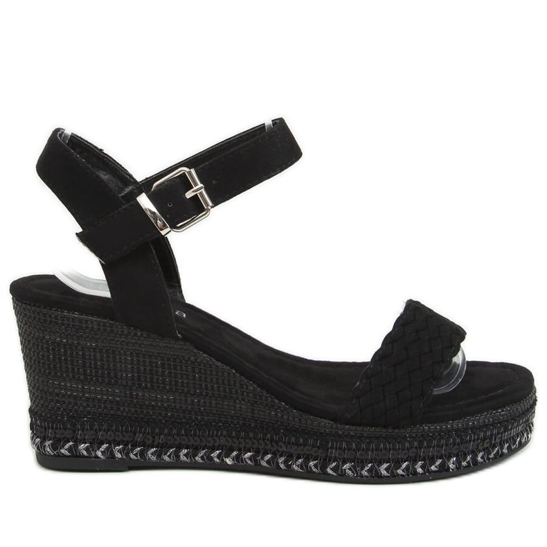 Sandálias pretas LL-31 de cunha preta preto