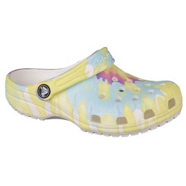 Crocs Classic Tie-Dye Graphic K Clog Jr 205451-94S multicolorido amarelo