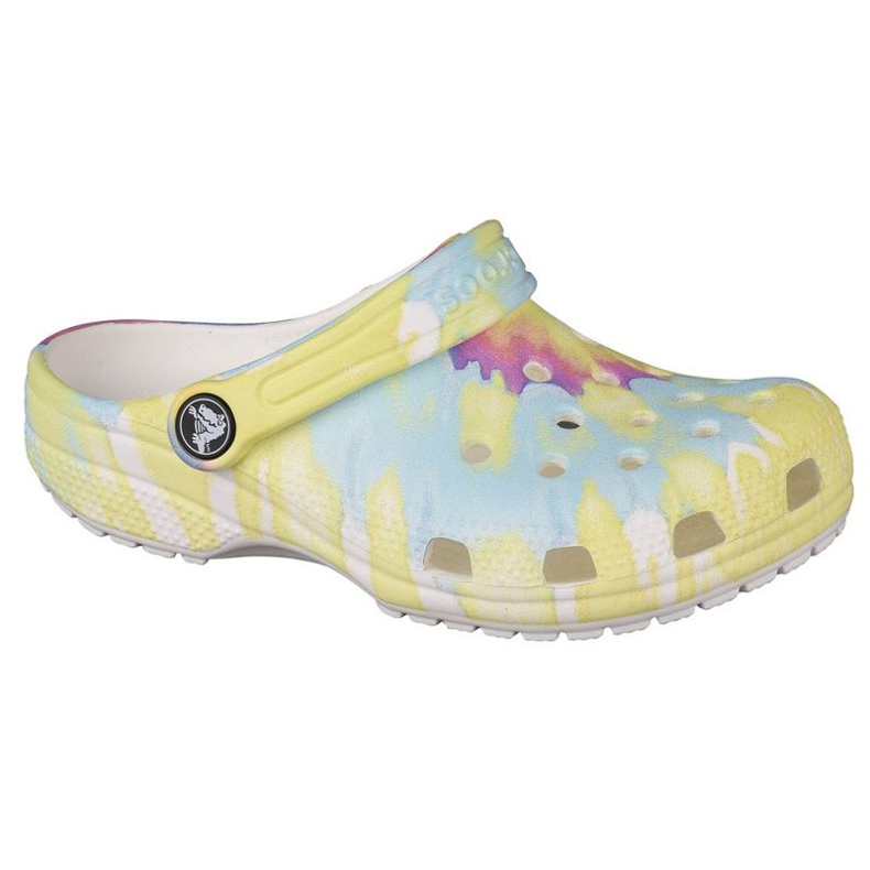 Crocs Classic Tie-Dye Graphic K Clog Jr 205451-94S multicolorido amarelo Crocs Classic Tie-Dye Graphic K Clog Jr 205451-94S multicolorido amarelo