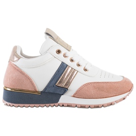 SHELOVET Tênis com inserção de camurça branco multicolorido