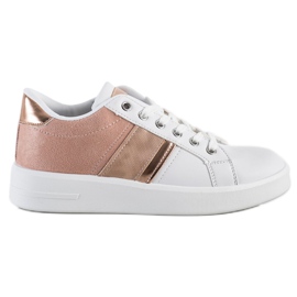 SHELOVET Calçado desportivo com aplicação de camurça branco rosa SHELOVET Calçado desportivo com aplicação de camurça branco rosa