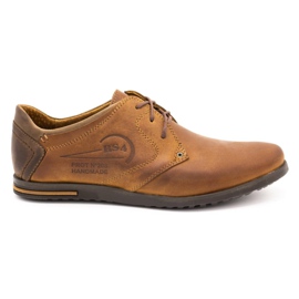 Polbut Sapatos de couro masculino 2103 camelo marrom
