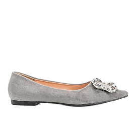 Bailarinas cinzentas decoradas com pedras brilhantes cinza Bailarinas cinzentas decoradas com pedras brilhantes cinza