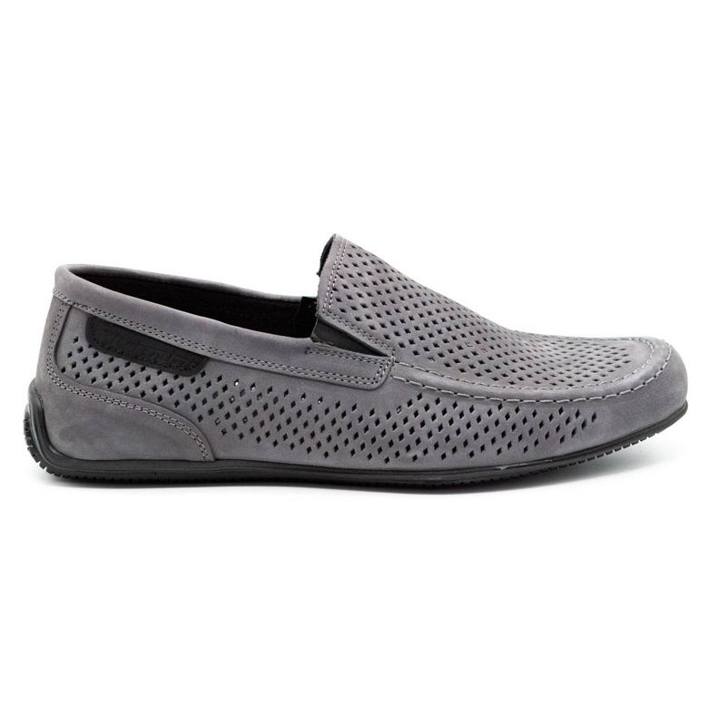 Polbut Mocassins de couro masculino 2105P cinza