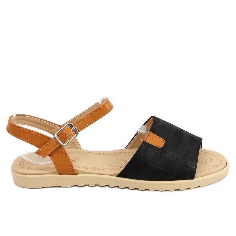 Sandálias femininas pretas PT-2R26 pretas castanho preto