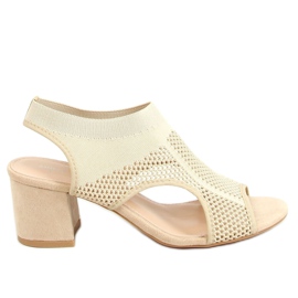 Sandálias meia bege de salto alto 8044 bege Sandálias meia bege de salto alto 8044 bege